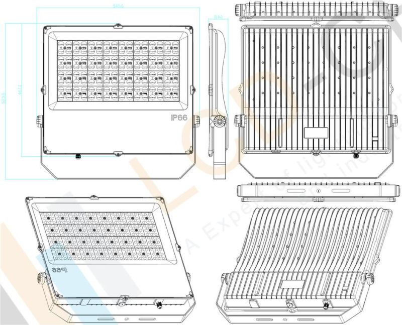 Aluminum Alloy ADC12 Outdoor LED High Mast Lights 220-240V IP66 External LED Street Lighting Exterior LED Light 100W 150W 200W 250W 300W 3000K/ 4000K / 5700K