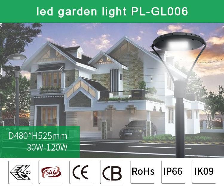 5 Year Warranty ENEC TUV SAA CB Listed 50W Waterproof IP65 100-277V Outdoor LED Post Top Fixtures LED Garden Light
