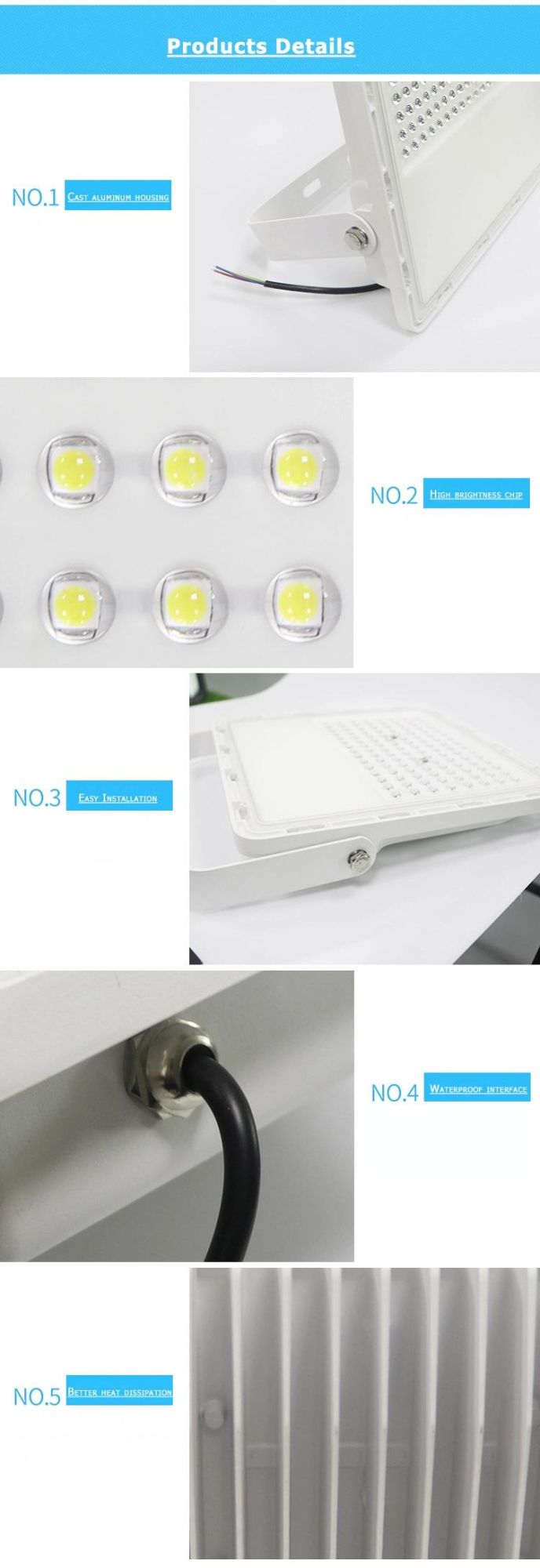High Brightness Epistar Chip LED Flood Light Sensor Control