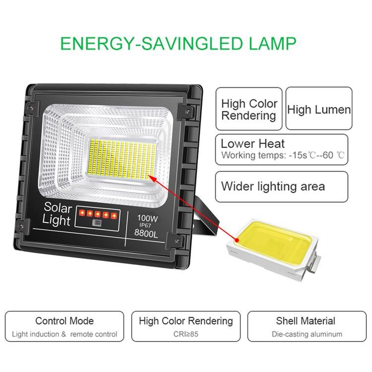 Outdoor Lighting Solar Flood Light 25W 40W 60W 100W 300W Solar Spot Lighting with Power Display