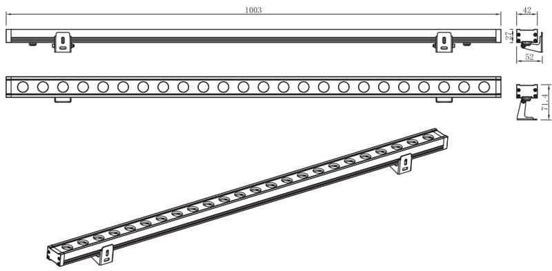 DMX LED Wall Washer Light Bar RGBW Aluminum 18W 36W IP65 LED Linear Outdoor Light