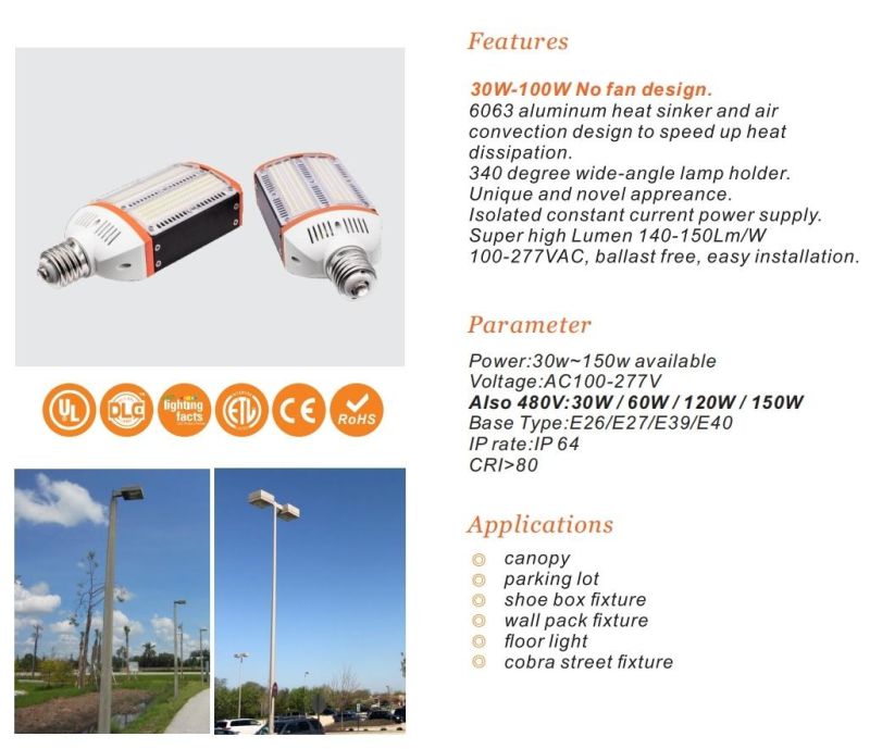 150lm/W IP64 100W 14000lm LED Retrofit Kit LED Bulb for Shoebox, Cobra Fixtures