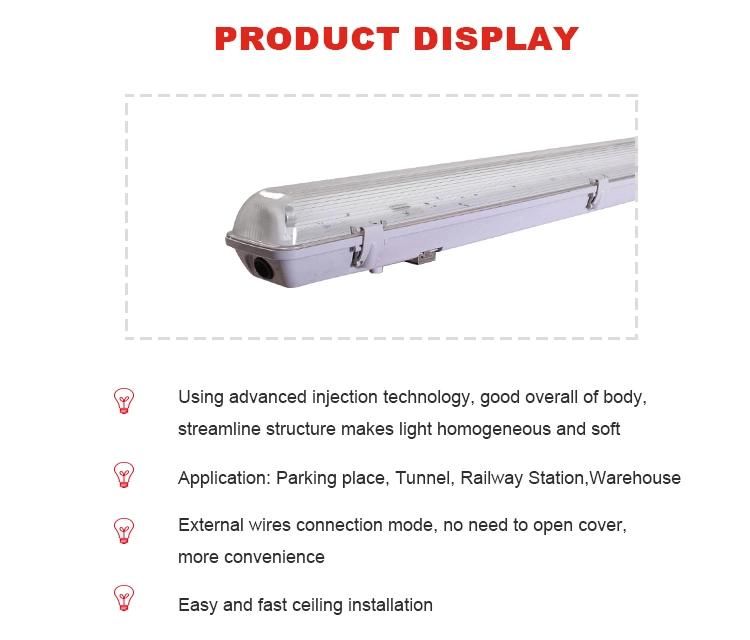 LED Triproof Light IP65 T8 Tube Fluorescent Linear Lamp Fixture 18W 36W