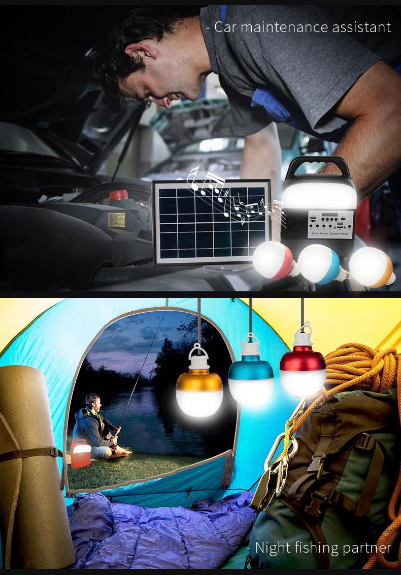 Hot Selling Products Solar Lighting System with FM Radio / Bulb / Bluetooth Speaker