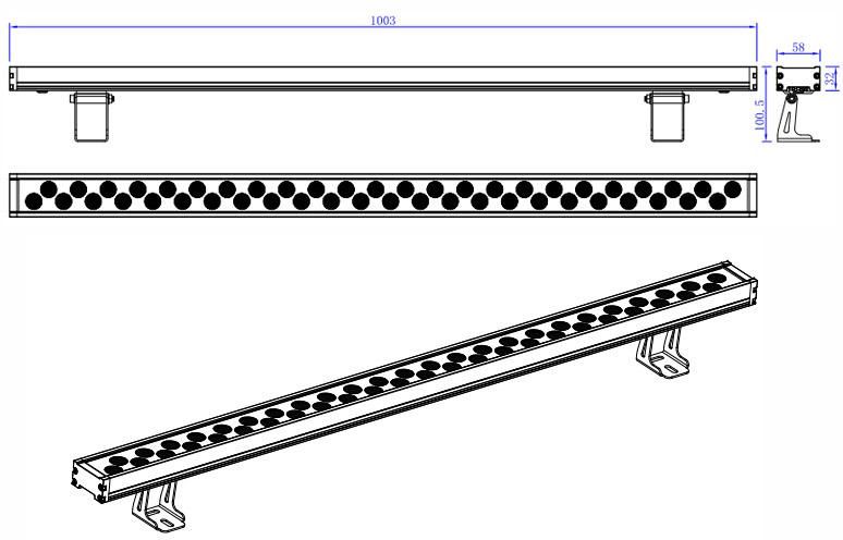 High Power IP65 Waterproof 36W Aluminum Outdoor High Quality Linear LED Wall Washer Light