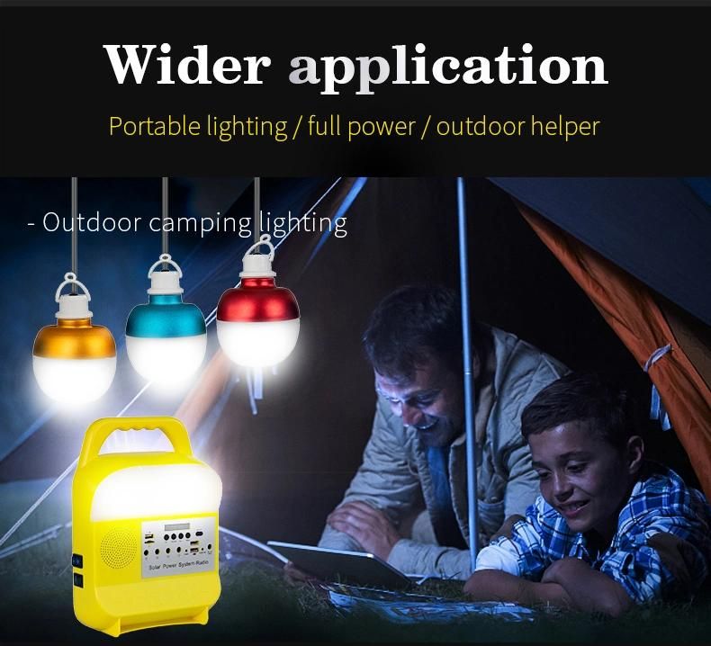 Solar Home Lighting System Emergency Power Supply/Camping Power Supply/Remote Area Solar Lighting with Charging Line