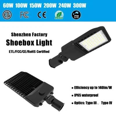 100W 150W 200W 240W 300W LED Parking Lot Lighting New Design 2700-6500K Commercial LED Shoebox Lights