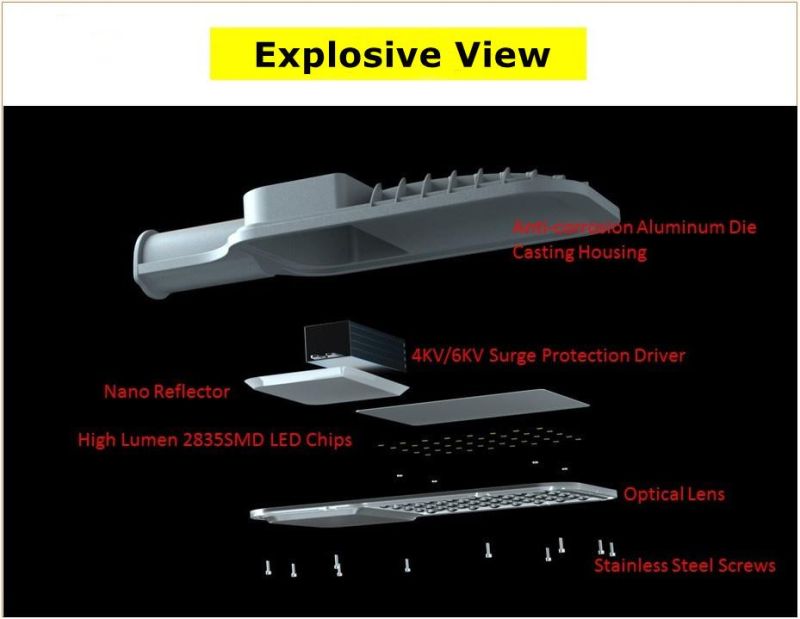 Energy Saving 110-120lm/W SPD 6kv SMD3030 100W LED Street Light