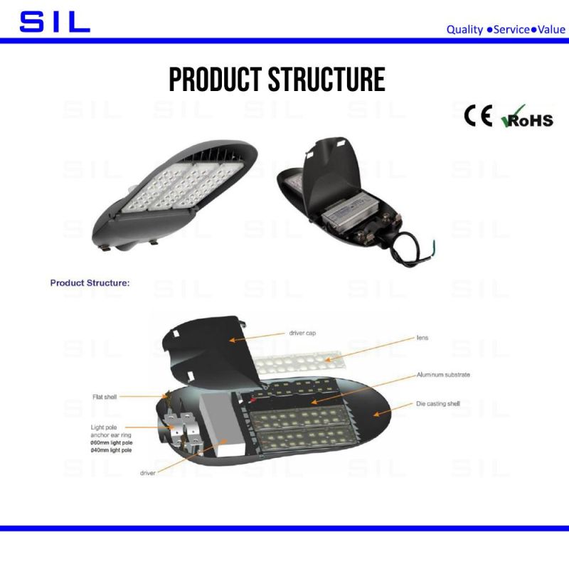 Photocell Street Lights Road Fixtures Aluminum LED Street Light SMD3030 100W LED Street Light