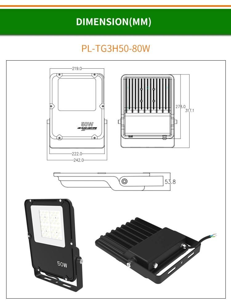 2022 High Light Efficiency Ultrathin 80W LED Flood Light