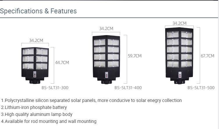 Bspro Cheap Price New High Aluminum Classic Design Housing Outdoor Waterproof Lamp Intergrated LED Solar Street Light