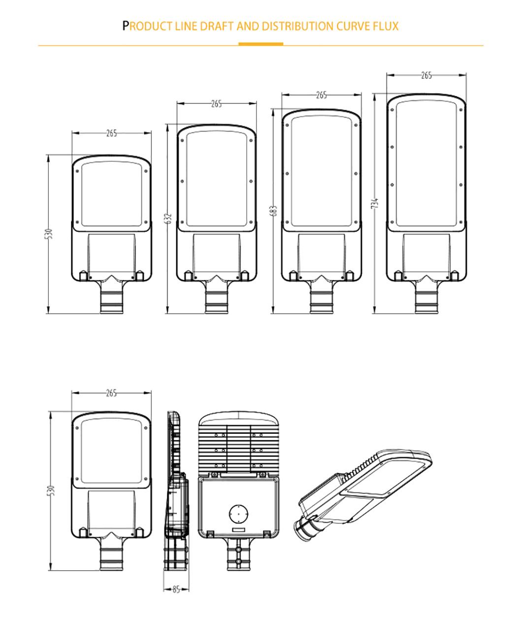 100W 150W 200W 250W Outdoor Smart Lighting LED Street Light with 3 Years Warranty