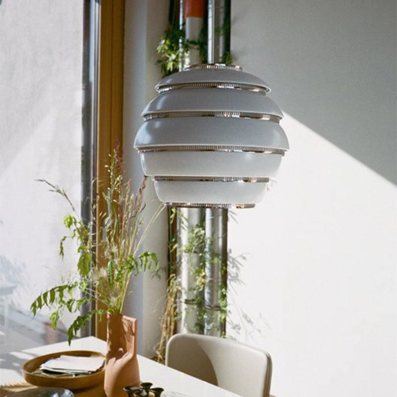 2022 Nordic Finnish Design White Round Globe-Shaped Multi-Layer Honeycomb Chandelier for Kitchen Dining Hotel Pendant Light