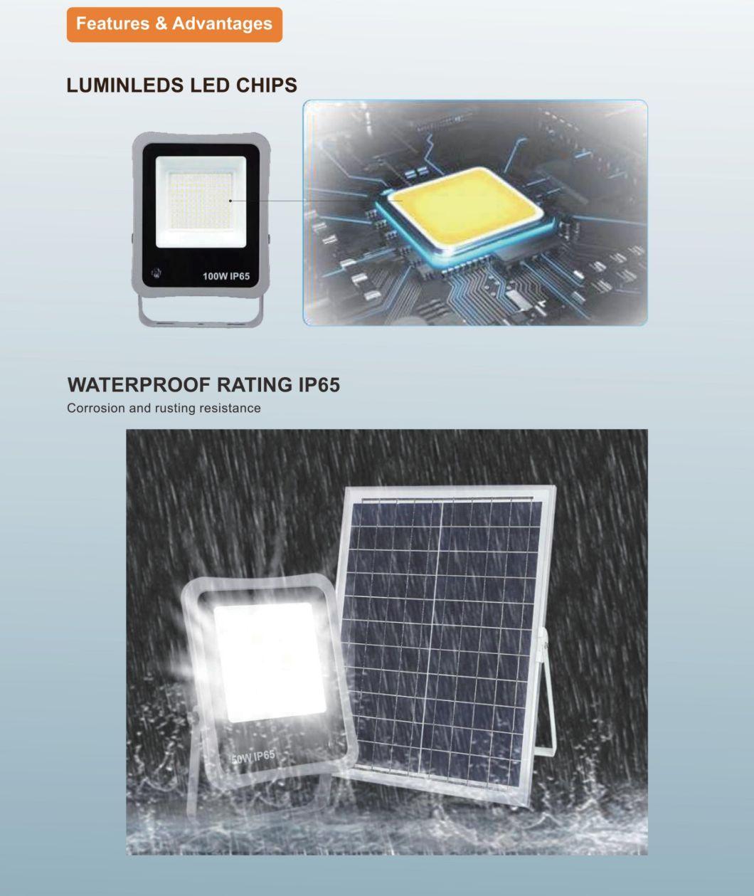 IP65 Outdoor Square Factory 100W Solar LED Flood Light