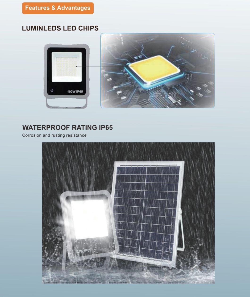 IP65 Outdoor Square Factory 100W Solar LED Flood Light