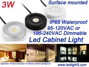 3W Mini LED Cabinet Light IP65 Waterproof Surface Mounted Dimmable COB LED Lamp for Showcase