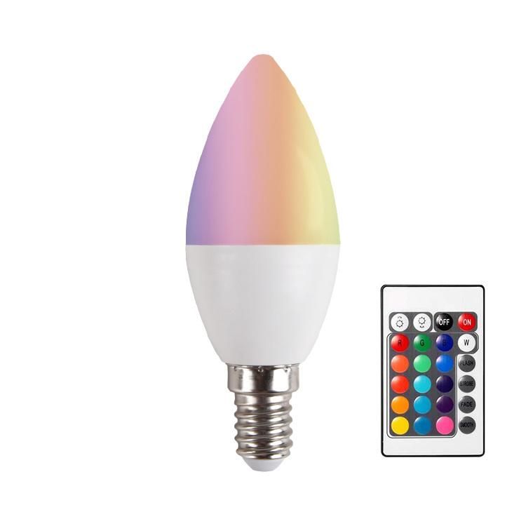 5W 400lm Residential Dimmable RGB Light LED Candle Bulb Remote Control