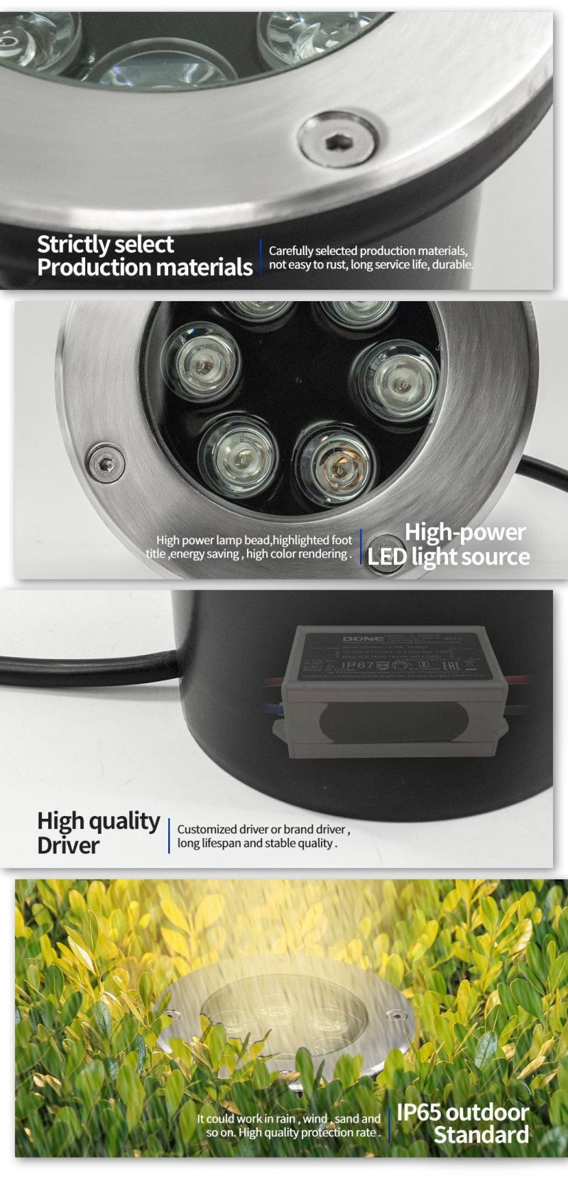 Aluminun 3000K LED Waterproof Underground Light Garden Lighting Fixture