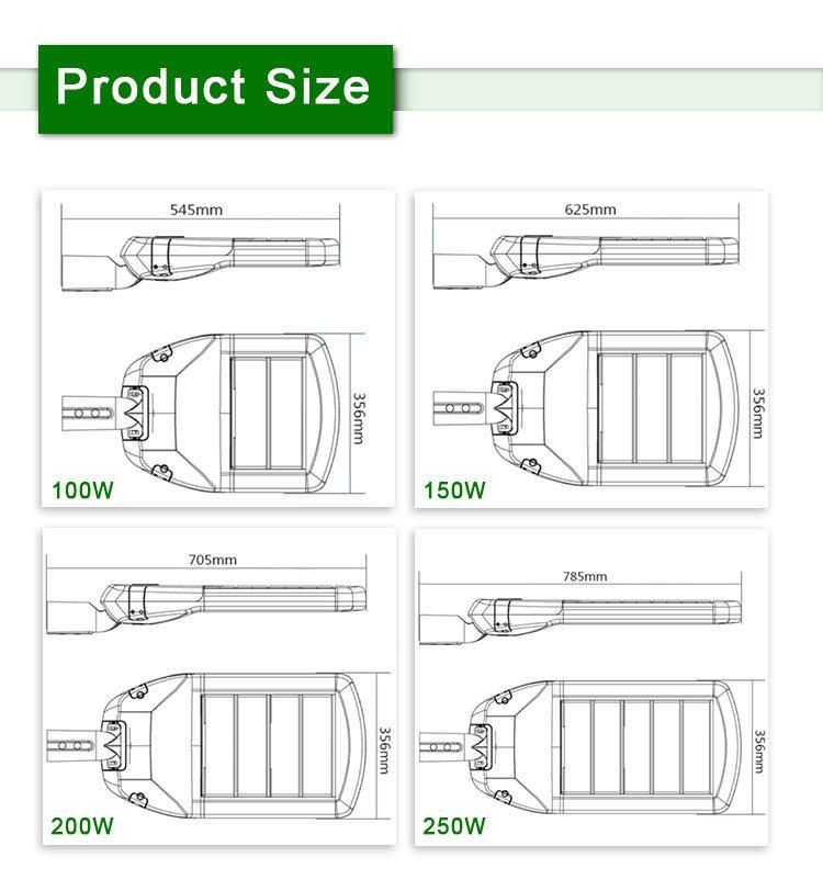 High Power Outdoor IP66 Waterproof Aluminum with Ce CB SAA RoHS Factory Price 250W LED Street Light
