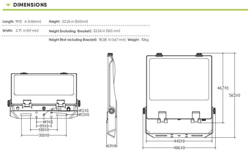 Economical 100W to 300W IP66 Hot Sale LED Stadium Lights Flood Light