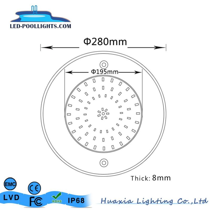 China Supplier 8mm Thickness 316ss Resin Filled Flat Underwater LED Pool Light