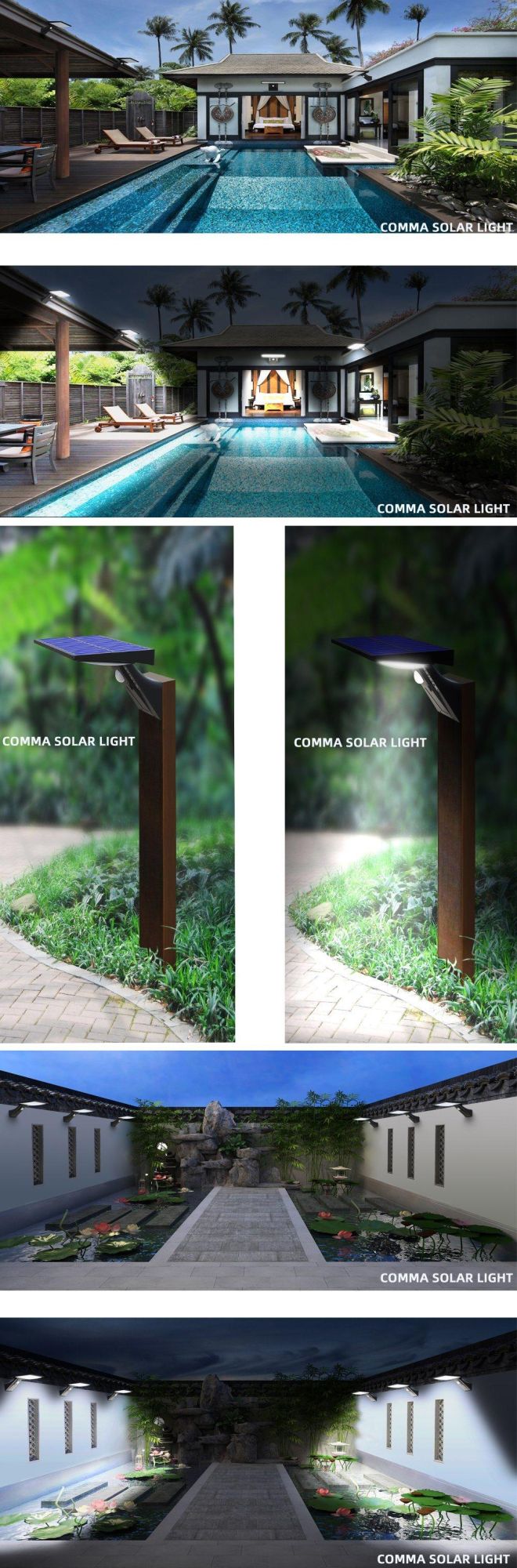 Plastic Solar Energy Saving LED Solar Wall Light Lamp for Courtyard Landscape Park Garden