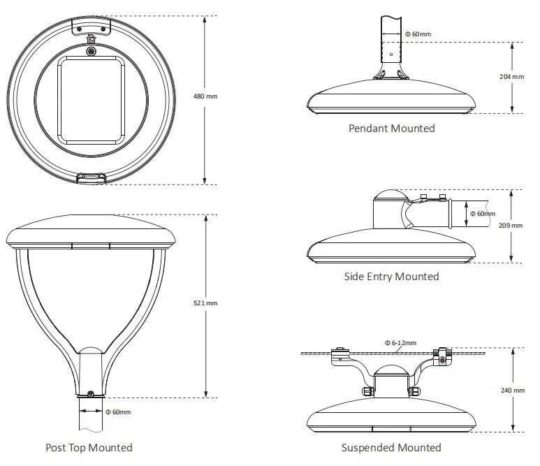 UFO Type LED Road Lamp for Post Top Mounting