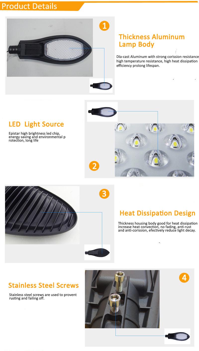 Hairolux Wholesale Aluminum Outdoor Lighting Waterproof IP66 AC85-265V 50W 100W 150W 200W LED Street Lamp