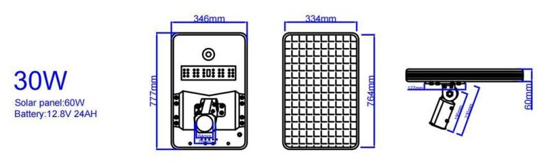 Top Quality IP65 Waterproof Outdoor 30W Adjustable All in One Solar LED Street Light with High Lumen