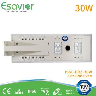 25 Years Lifespan Mono Solar Panel 30W All in One Integrated LED Solar Street Light Outdoor Garden LED Lighting