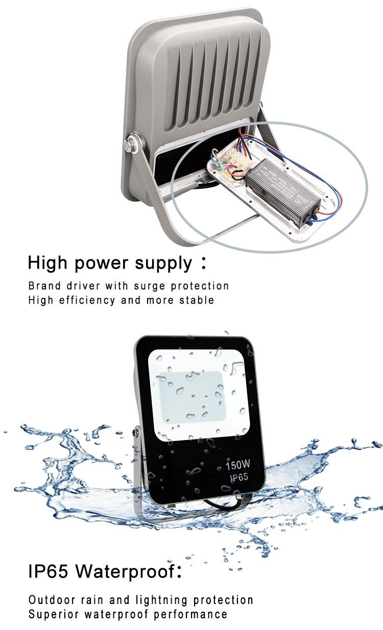 Energy Saving SMD2835 IP65 20W 30W 50W Flood Light CE RoHS Certificate Aluminum Ultra Thin Sensor Outdoor LED Floodlights