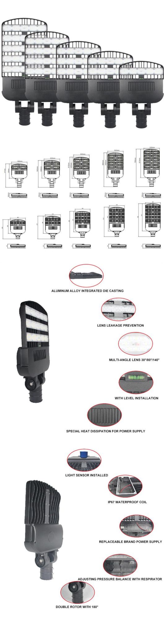 Aluminum Alloy Integrated Die Casting LED Street Light SMD