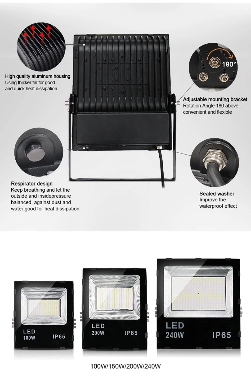 Romanso ETL Dlc LED Outdoor Flood Light 5 Years Warranty RGB 50W 100W 200W 240W IP65 Waterproof LED Flood Light