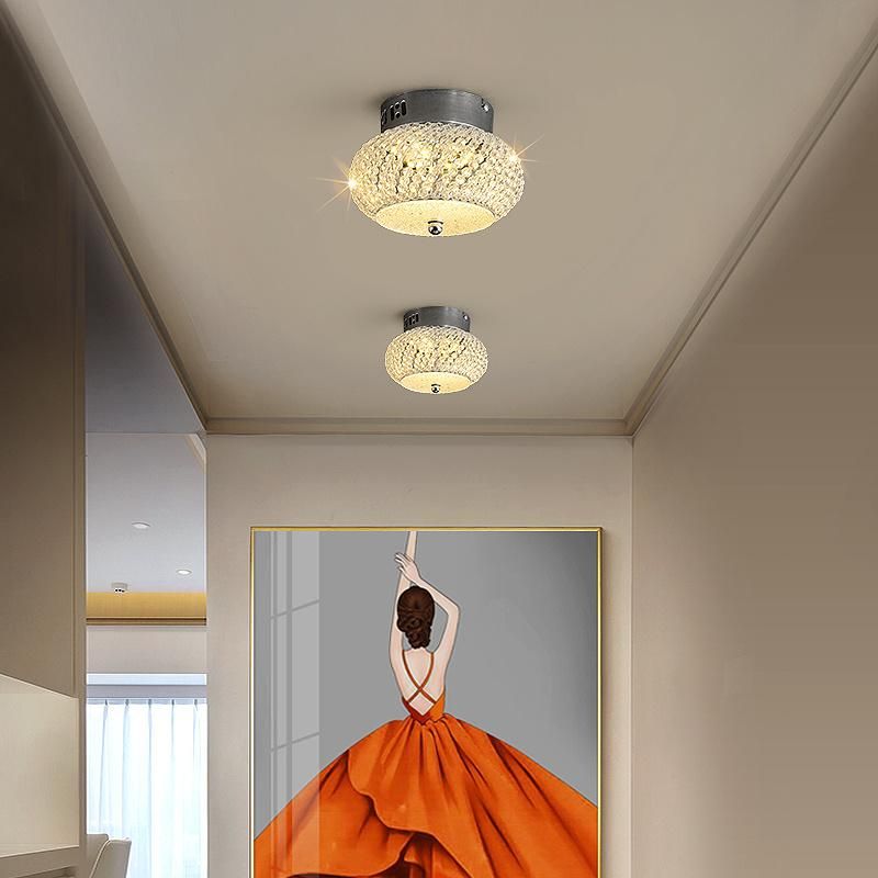 2022 Modern Round Circle Silver Metal Luxury Crystal Ceiling Chandeliers LED Nordic Pendant Lights