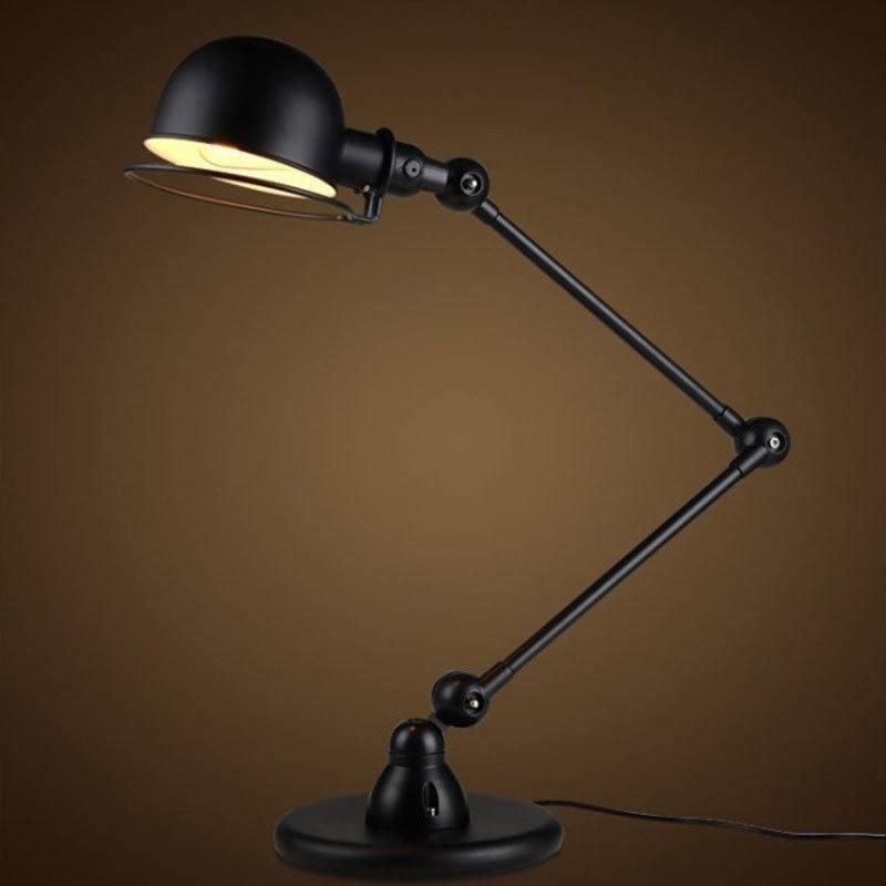 2022 Industrial Black Adjustable Foldable Table Lamp Metal Home Living Room