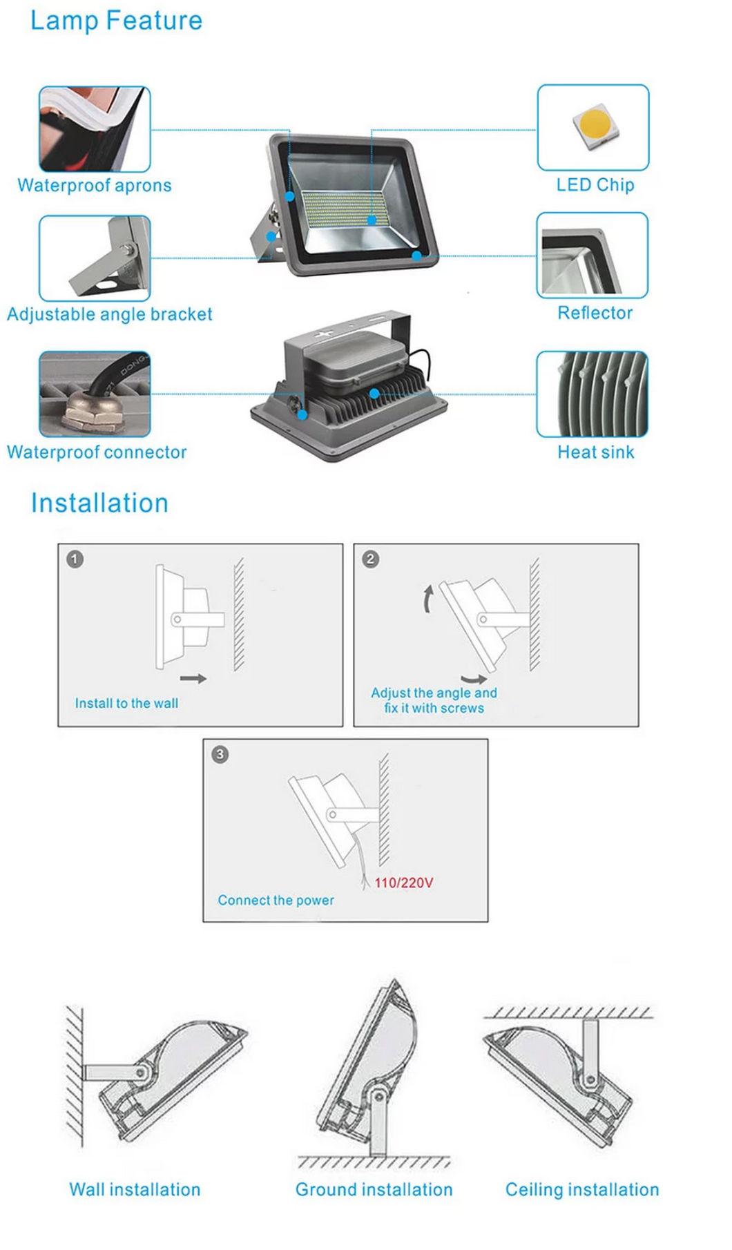 Ce IP65 50W 100W 200W Outdoor COB SMD LED Floodlight