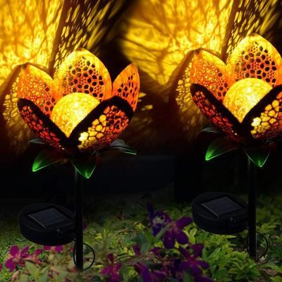 Solar Wrought Iron Flower Lawn Lamp Garden Decorative Buried Lamp