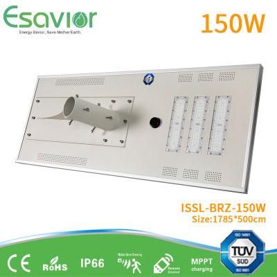 25 Years Lifespan High Efficiency Mono Solar Panel 150W All in One Solar LED Street Lighting Integrated LED Solar outdoor Road Lamp