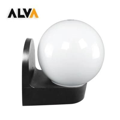 Outdoor Modern LED Garden Wall Lamp 150mm PMMA Globe Lamp with Clear Globe Black Base for Hotel Villar Warehouse Garden