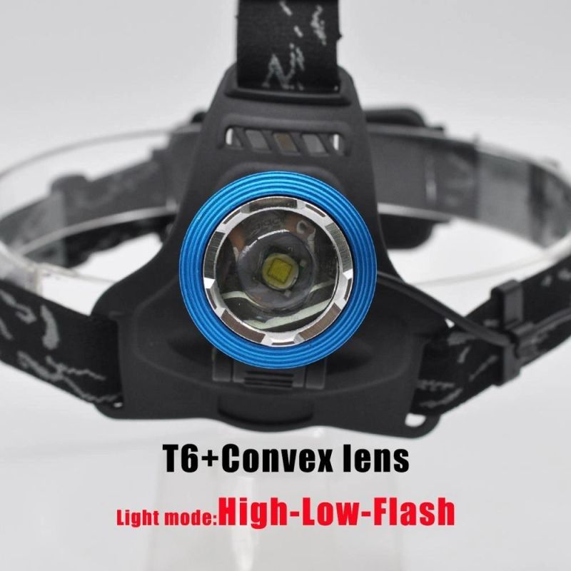 High Power Head Lamp Blue Rechargeable LED Head Torch Waterproof Zoom 10W T6 LED 18650 Battery LED Headlamp