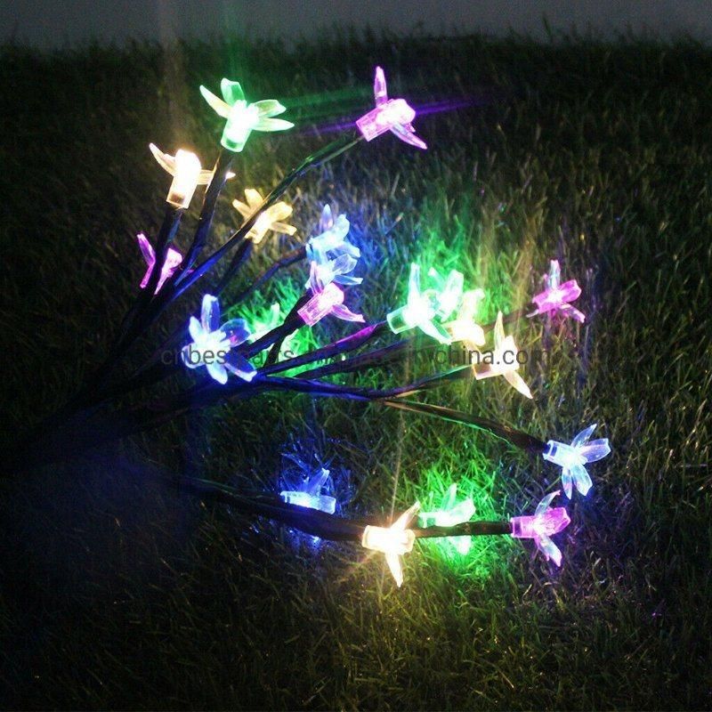 Solar Powered Cherry Flower Shape Lantern Outdoor Waterproof Yard Lawn Landscape Garden Decoration Lamp Hot LED Garden Light