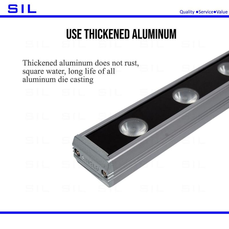 LED Linear Light RGBW DMX Aluminum Stainless Steel Front Cover Housing IP65 48W LED Wall Wash Light