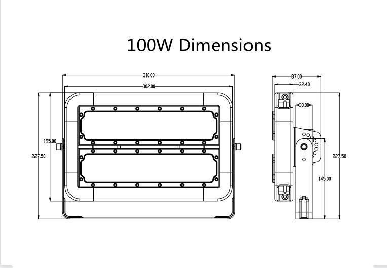 LED Tunnel Light 100watt 6063 Aluminum Materials