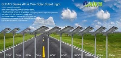 20-200watts PIR Motion Srnsor All in One LED Solar Street Light Garden Products