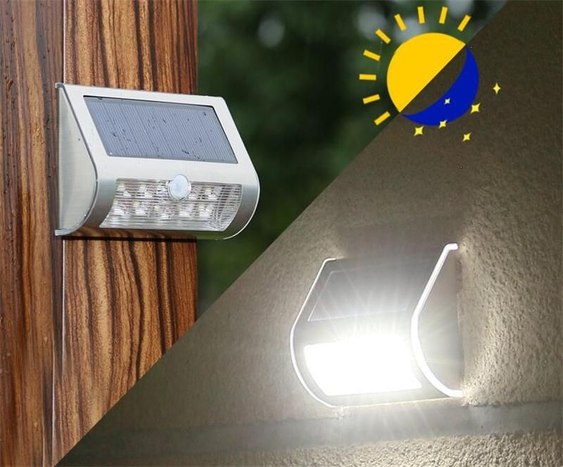 Solar PIR Motion Sensor New Solar Wall Light Stainless Steel Wireless Solar Lamp