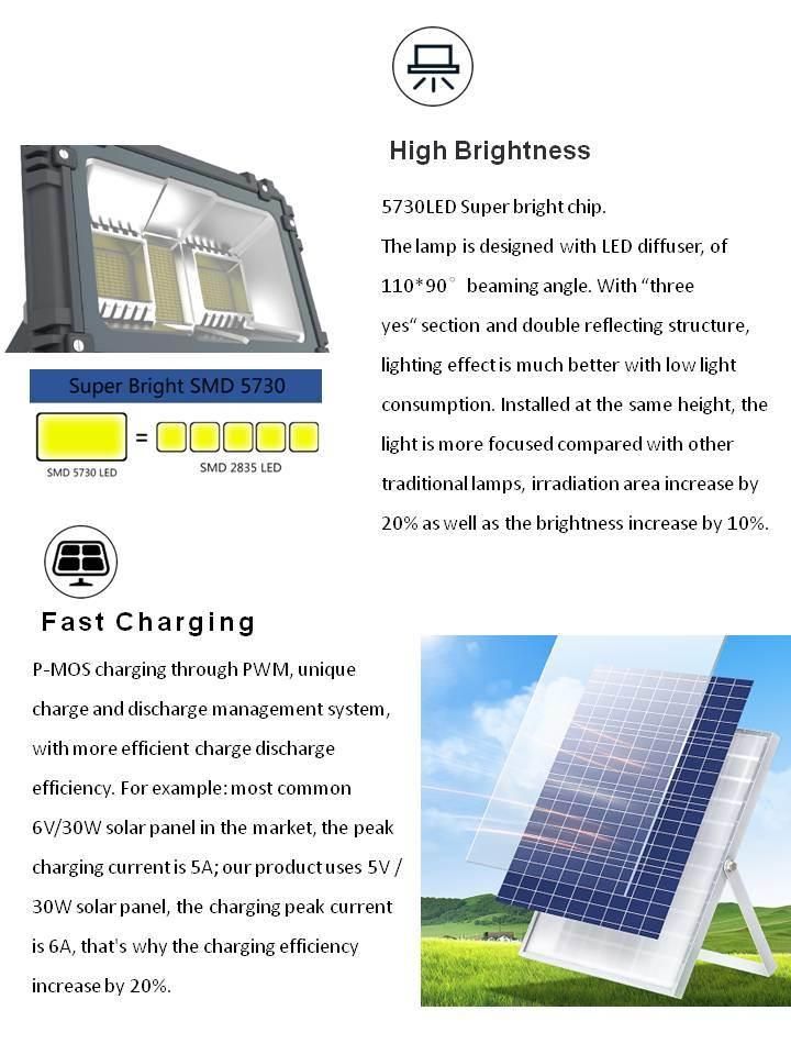 Solar LED Floodlight Time Controlled Light-Operated and Control Polycrystal