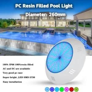 High Quality Switch Control 12V 18W Nichless Flat Wall Mounted Resin Filled LED Swimming Pool Light for Intex Pools or Theme Pools