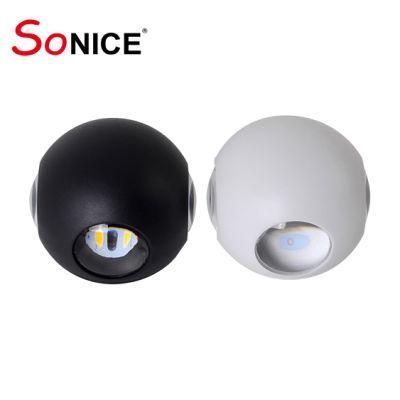 High Luminous Household Hotel Corridor Garden Die Casting Aluminium Ball Shape up and Down LED Wall Lights