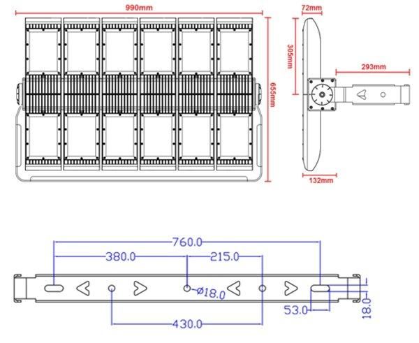 IP67 600W 700W 800W 1000watt LED Outdoor Stadium Light 150lm/W Refletor LED Modular