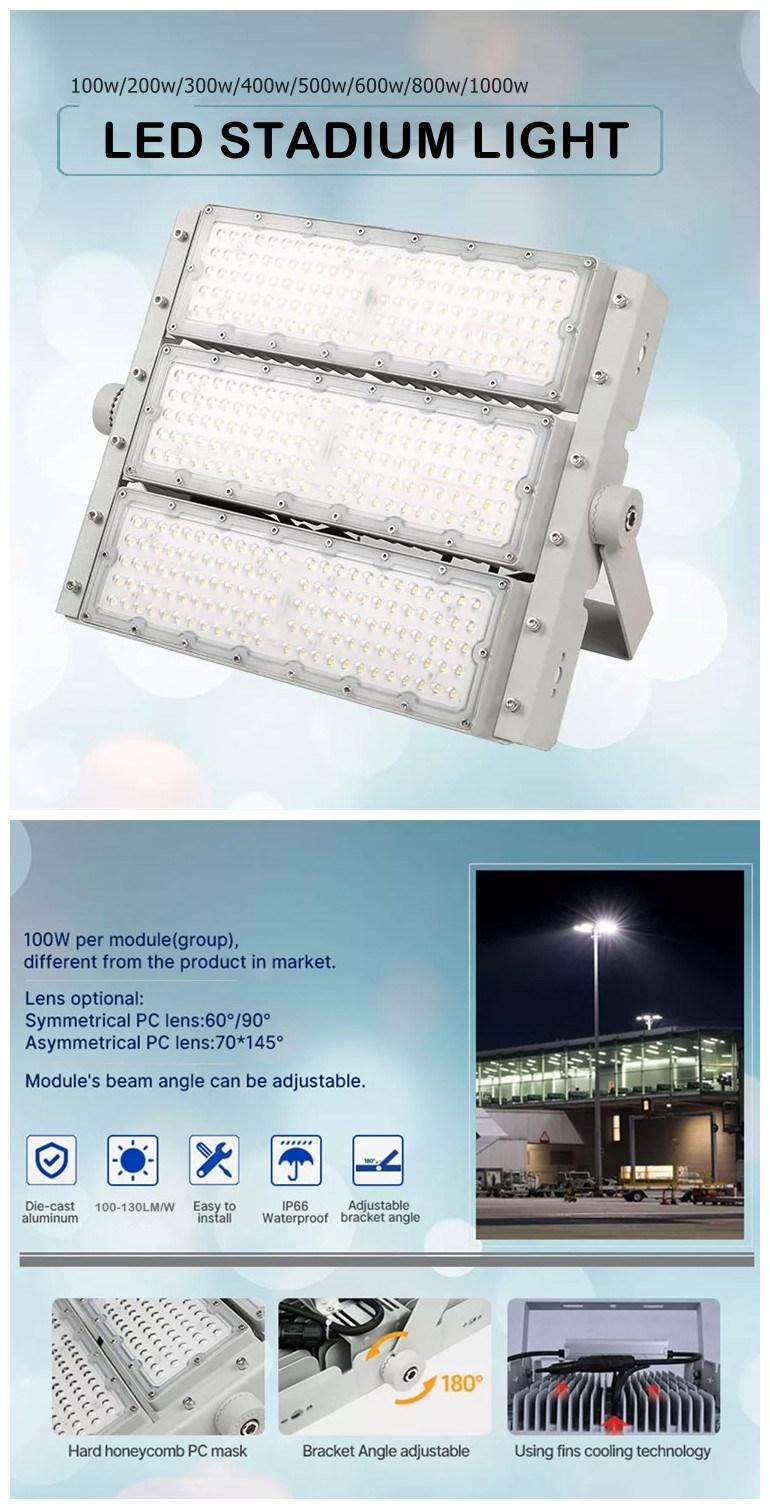 800W 3000-6500K 100-110 Lm/W Stadium Tennis High Mast Light LED Light IP66 Energy Saving